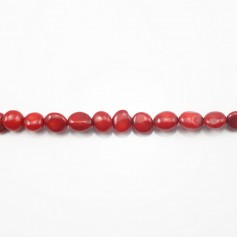 Bambou de mer, teinte rouge, baroque, 8mm x 40cm