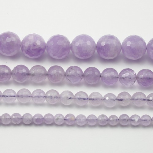 Jade púrpura redondo facetado 12mm x 4pcs