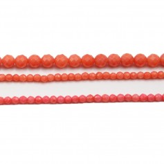 Colored Orange Faceted Round Sea Bamboo 6mm x 8pcs 