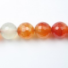 Round Faceted Carnelian 16mm x 40cm