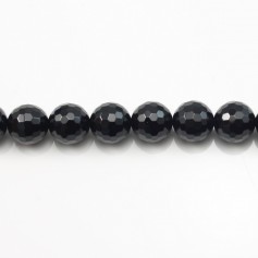Black Agate Round Facet 12mm x 40cm