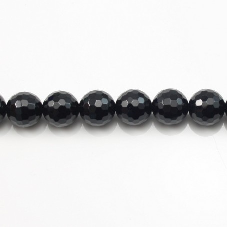 Black Agate Faceted Round 14mm