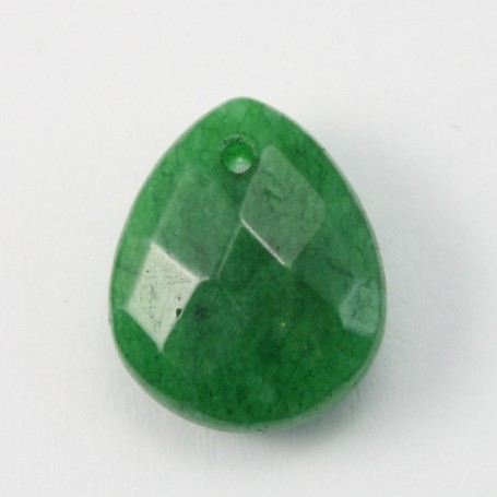 Jade colored green Flat Teardrop faceted  12*15mm X 1pc