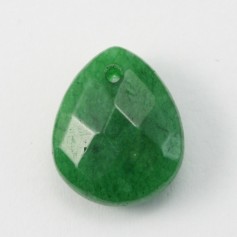 Jade colored green Flat drop faceted  12*15mm X 1pc