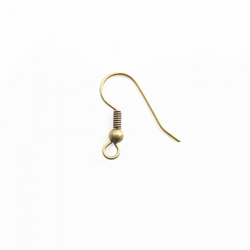 Earwires with ball bronze tone x 19mm x 6pcs