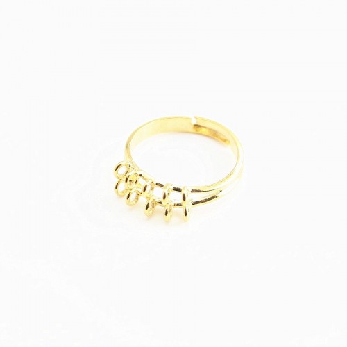 Ring with 10 loops Gold tone x 1pc
