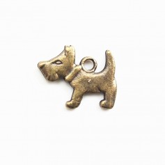Dog charm bronze tone 15mm x 2pcs
