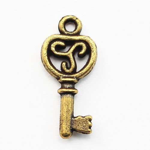 Charm key bronzo 21mm x 2pz