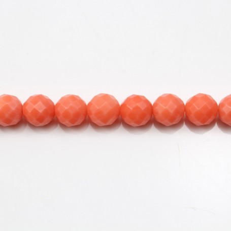 Colored Orange Faceted Round Sea Bamboo 6mm x 40cm 