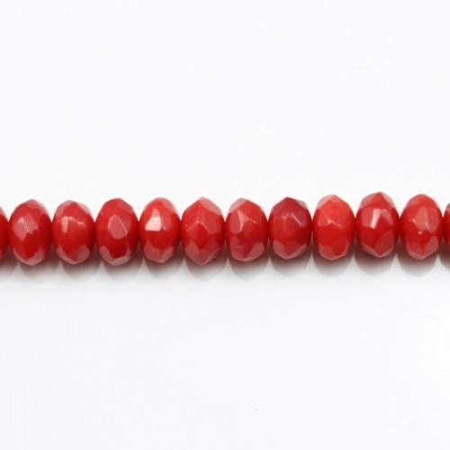 Red colored Faceted Rondelle sea bamboo 4*6mm X 40cm 