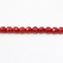 Red colored round faceted sea bamboo 4mm x 40cm 