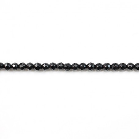 Onyx noir, ronde facette, 3mm x 40cm