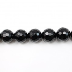 Onyx (Agate noir) ronde facettée 10mm x 38cm