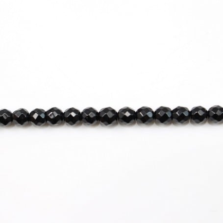 Onyx noir, ronde facette, 4mm x 40cm