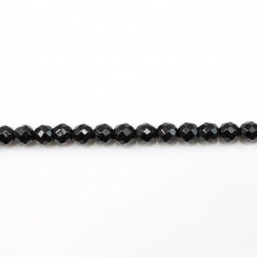 Black Agate Faceted Round 4mmx40mm