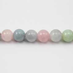 Mixed morganite and aquamarine round beads 10mm 0x 40cm