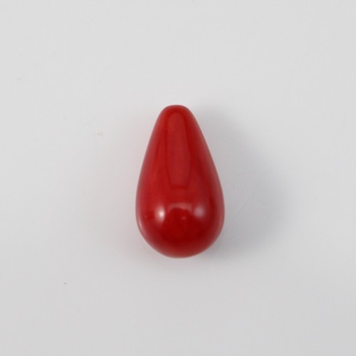 Red tinted half-drilled sea bamboo drop 7-8mmx12mm x 1pc
