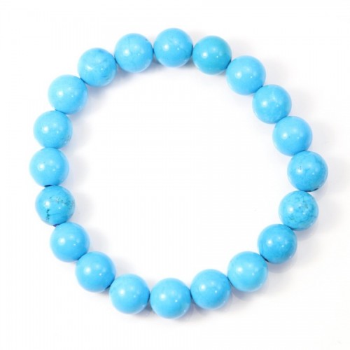 Turquoise bracelet reconstituted round ball 8mm