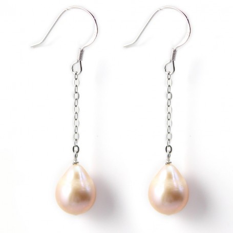 Earring silver 925 freshwater pearl rose