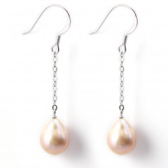 Pendientes: perlas rosas de agua dulce y plata 925 x 2pcs