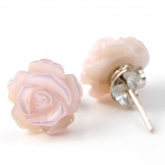 Ohrring Silber 925 Perlmutt rosa Blume 10mm x 2pcs