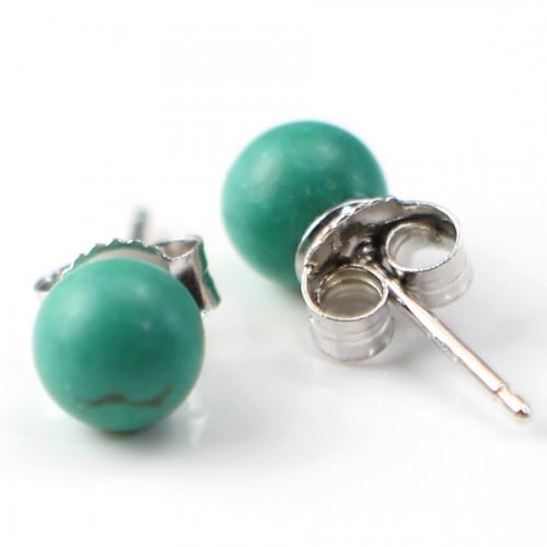 Silver earring 925 turquoise 6mm x 2pcs