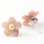 Earrings : pink shell flower & silver 925 12mm x 2pcs 