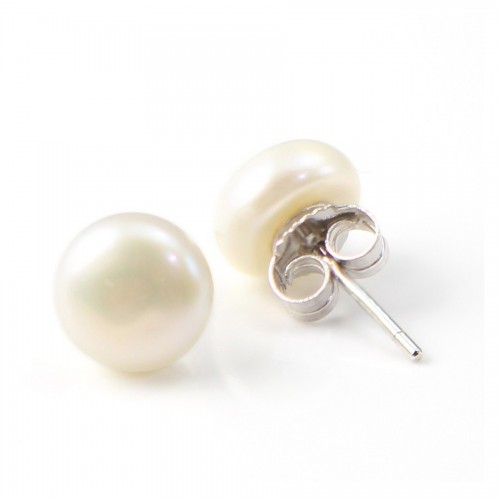 Orecchini d'argento 925 perla d'acqua dolce bianca 6mm x 2 pz
