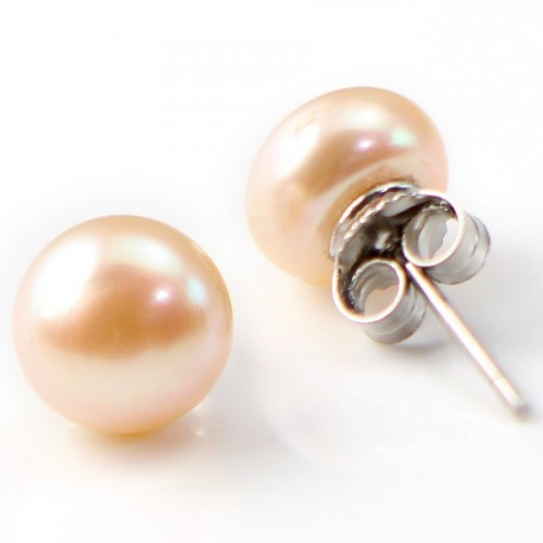 Silver earring 925 freshwater cultured pearl 8mm x 2pcs