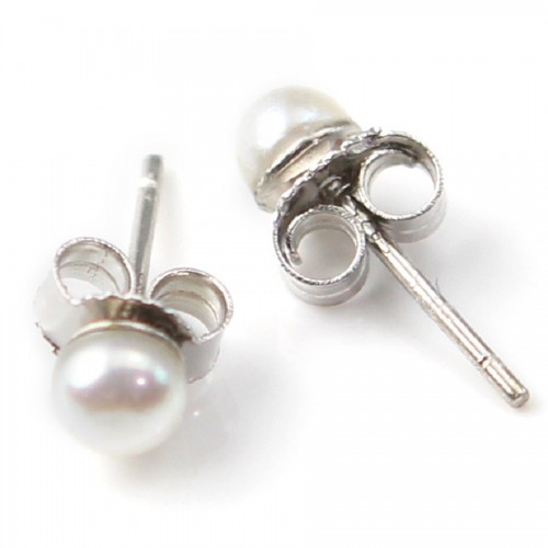 Silver earring 925 freshwater cultured pearl 4MM x 2pcs