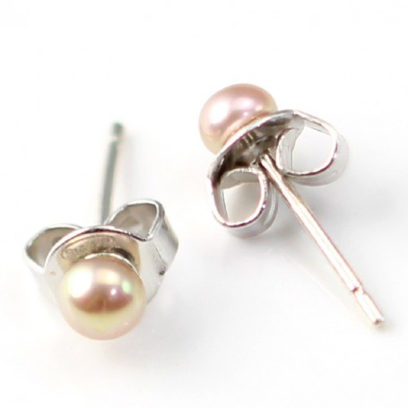 Earring silver 925 freshwater pearl 3mm x 10 pcs