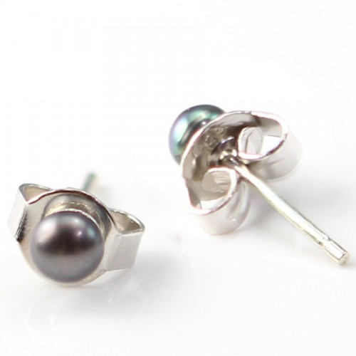 Silver earring 925 freshwater cultured pearl 4mm x 2pcs