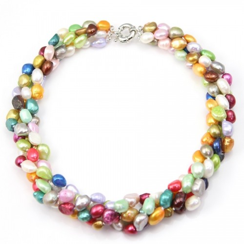 Necklace torsade Freshwater Pearl Multicolor 4 stands