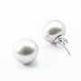 Earring silver925 freshwater pearl gray 14mm x 2pcs