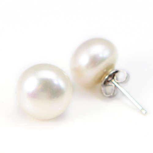 Silver earring 925 freshwater cultured pearl 9mm x 2pcs