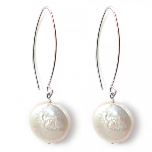 Boucles d'oreilles : perles de culture d'eau douce & argent 925 x 2pcs
