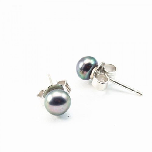 Silver earring 925 freshwater cultured pearl 4mm x 2pcs