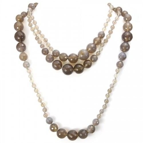 Necklace Gray agate 140cm 