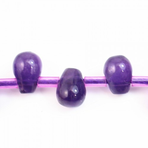 Amatista, violeta, gota plana, 4x7mm x 40cm
