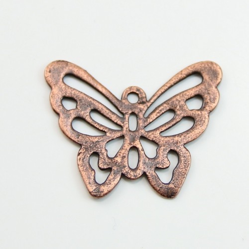 Butterfly Filigreed old copper tone 25x30mm x 1pc
