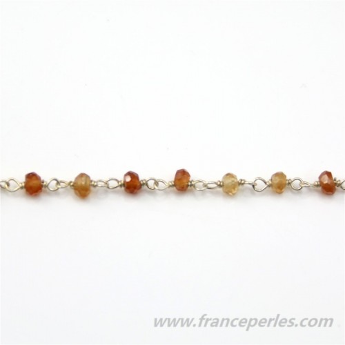 Silver Chain with Hessonite of 3.5-3mm x 20cm 