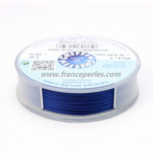 Soie bleu foncé chaîne fil 0.75 mm stringing perles /& perles Griffin Taille 7