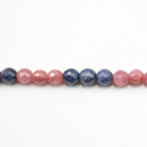 faceted round rubies & sapphires 5mm x 2pcs