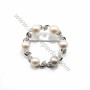 925 silver and zirconium crown shaped brooch for half drilled pearls 38mm x 1pc