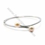 Rhodium 925 sterling silver 60mm bangle for half-driled beads x 1pc