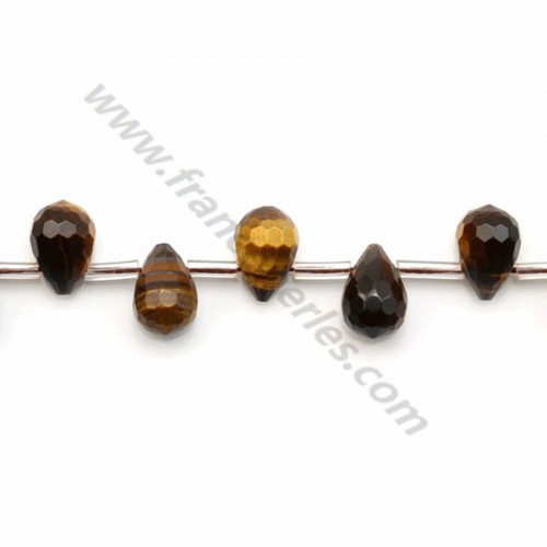 Tiger's eye drop faceted 6*9mm x 40cm