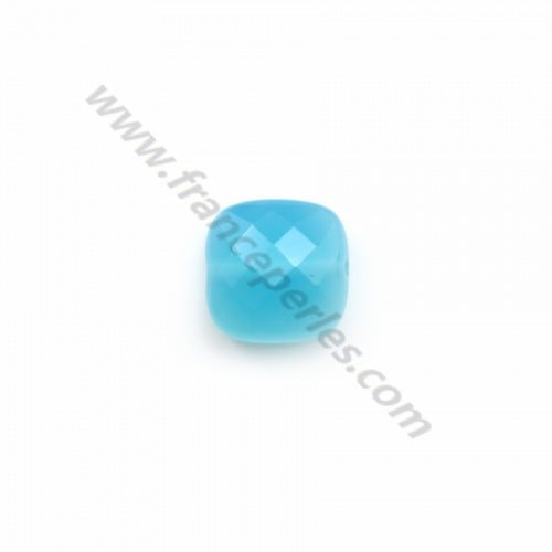 Agate tinted blue square 10mm x 1pc