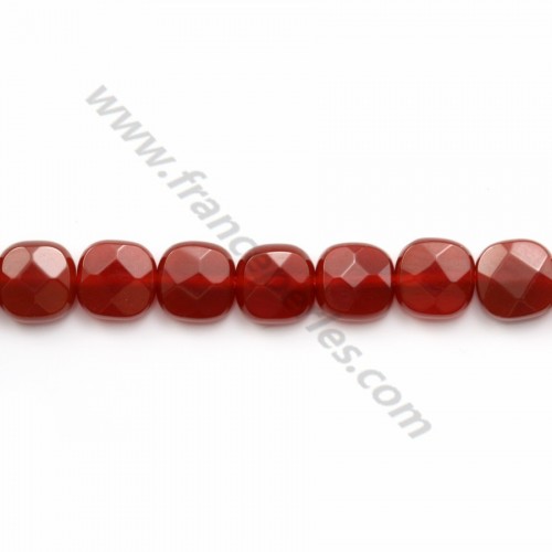 Red agate faceted square 6mm x 40cm