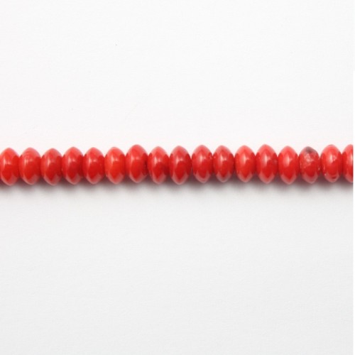 Red tinted sea bamboo flatened round beads 2x4mm x 40pcs 