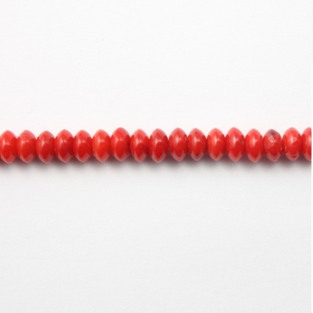 Red tinted sea bamboo flatened round beads 2x4mm x 40pcs 